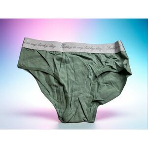 New Bikini Brief Today is Your Lucky Day Small Panties Underwear NWOT Green Grey
